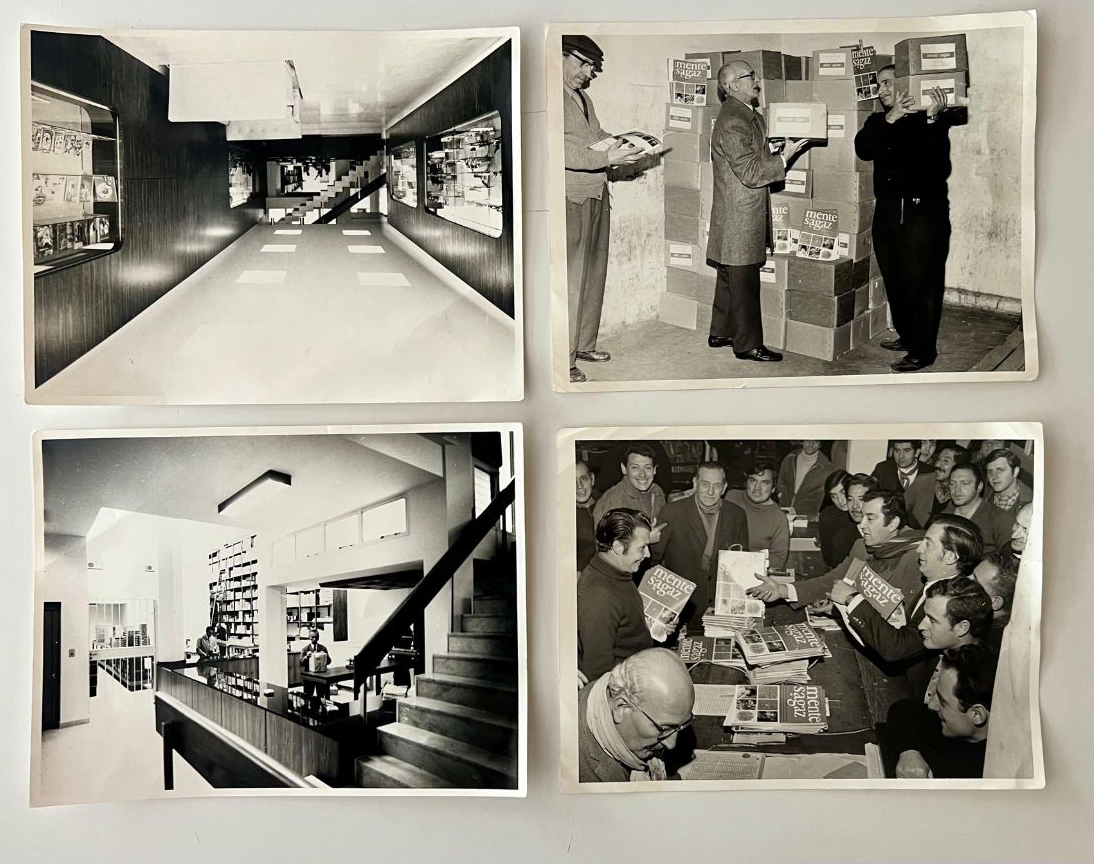 Fotos históricas del local y la distribución de publicaciones